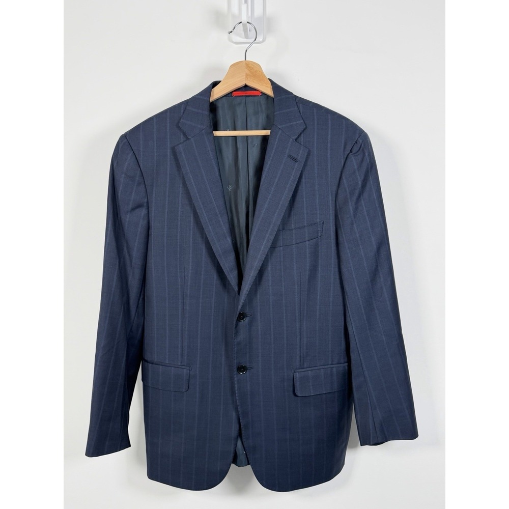 Isaia Napoli Blazer Mens 42R Blue Pinstripes Wool Super 150s Suit Coat Jacket - Picture 1 of 12